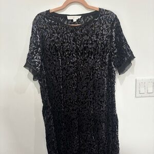 Superfoxx Black Velvet Textured Tunic Dress • XL